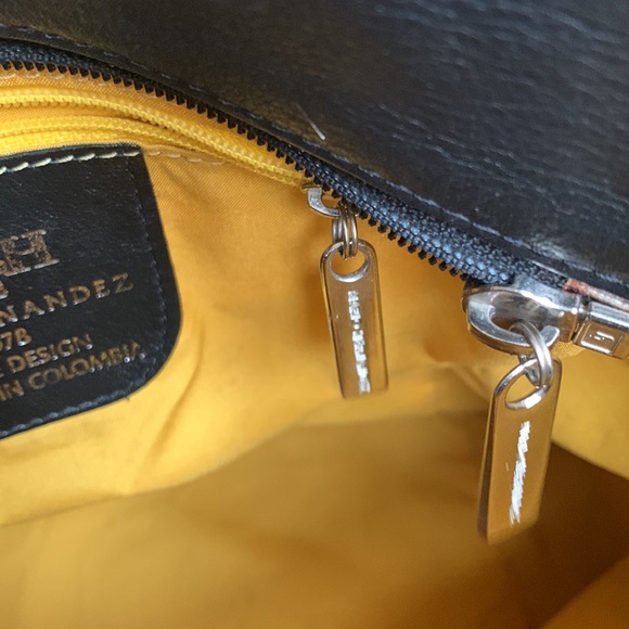 Mario Hernandez black leather tote with metal H appliqués. Pre loved - Picture 10 of 14